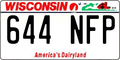 WI license plate 644NFP