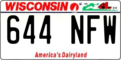 WI license plate 644NFW