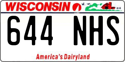 WI license plate 644NHS
