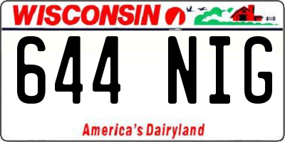 WI license plate 644NIG