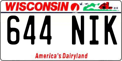WI license plate 644NIK