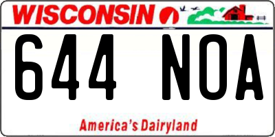 WI license plate 644NOA