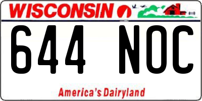 WI license plate 644NOC