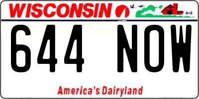 WI license plate 644NOW