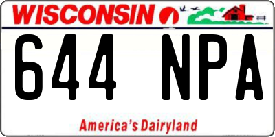 WI license plate 644NPA