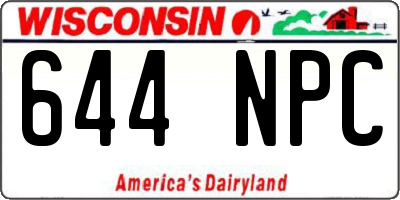WI license plate 644NPC