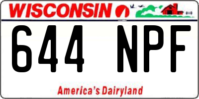 WI license plate 644NPF