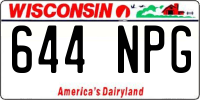 WI license plate 644NPG