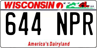 WI license plate 644NPR