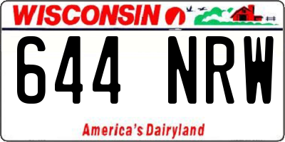 WI license plate 644NRW