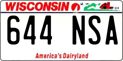 WI license plate 644NSA