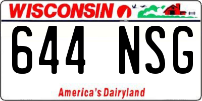 WI license plate 644NSG