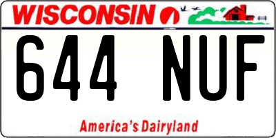 WI license plate 644NUF