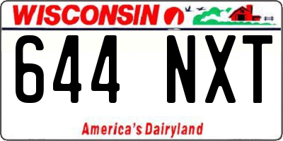 WI license plate 644NXT