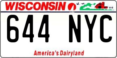 WI license plate 644NYC