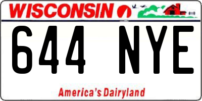 WI license plate 644NYE