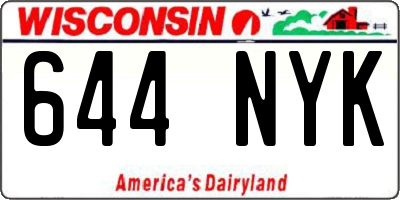 WI license plate 644NYK