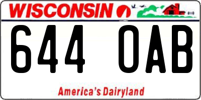 WI license plate 644OAB