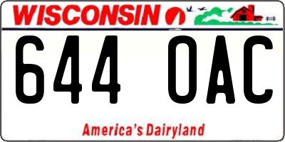WI license plate 644OAC