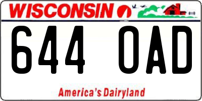 WI license plate 644OAD