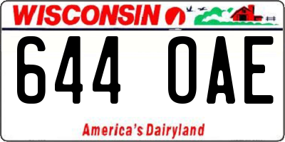 WI license plate 644OAE