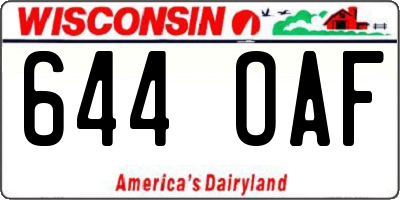 WI license plate 644OAF