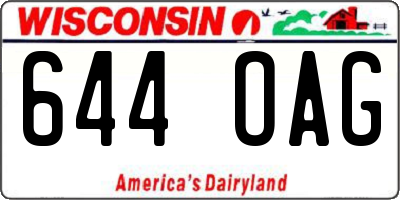 WI license plate 644OAG