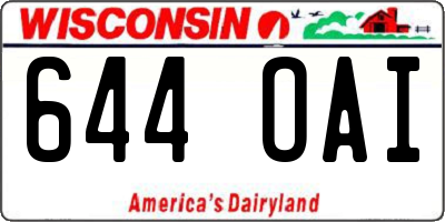 WI license plate 644OAI