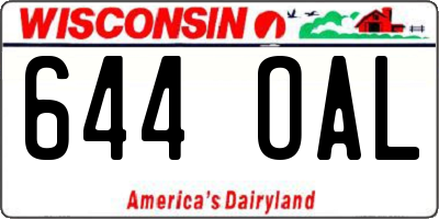 WI license plate 644OAL