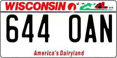 WI license plate 644OAN