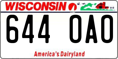 WI license plate 644OAO