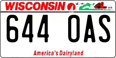 WI license plate 644OAS