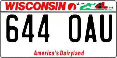 WI license plate 644OAU
