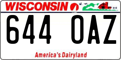 WI license plate 644OAZ