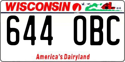 WI license plate 644OBC