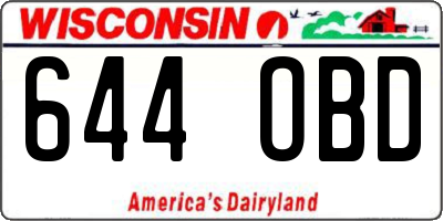 WI license plate 644OBD
