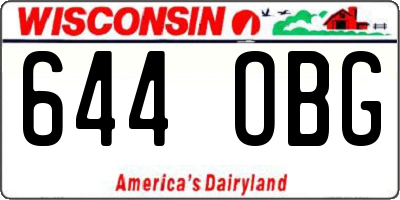 WI license plate 644OBG