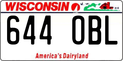 WI license plate 644OBL