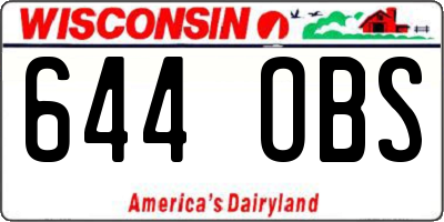 WI license plate 644OBS