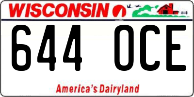 WI license plate 644OCE