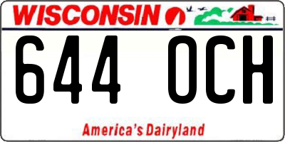 WI license plate 644OCH