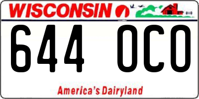WI license plate 644OCO