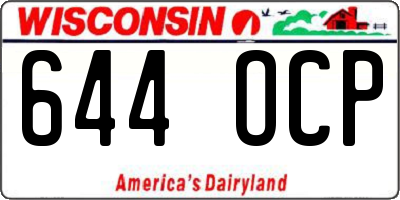 WI license plate 644OCP