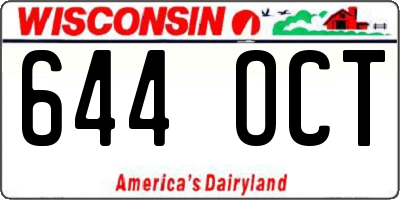 WI license plate 644OCT