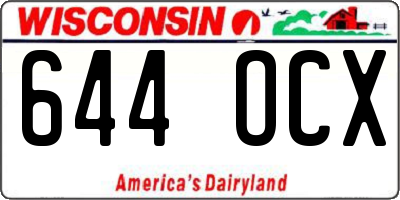 WI license plate 644OCX