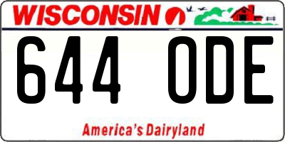 WI license plate 644ODE