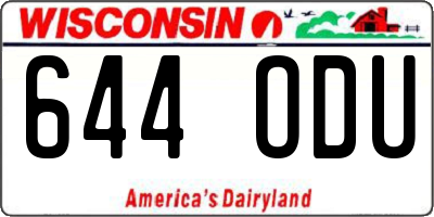 WI license plate 644ODU