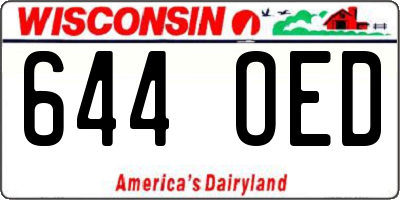 WI license plate 644OED
