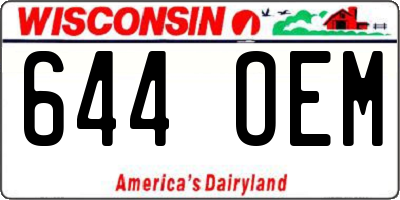 WI license plate 644OEM