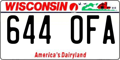 WI license plate 644OFA